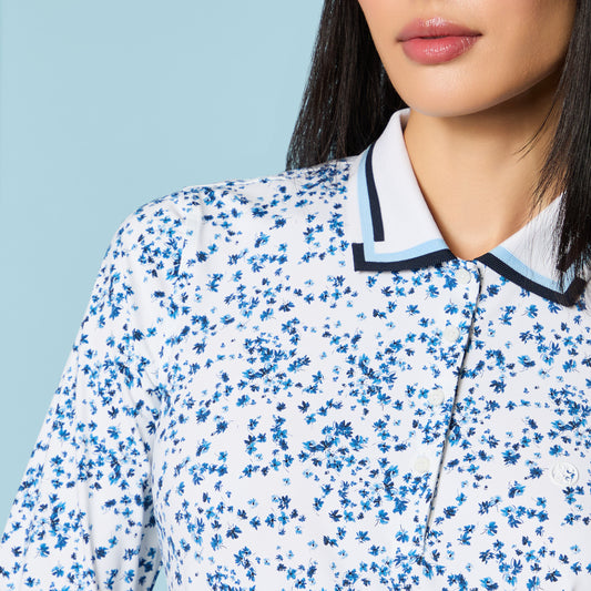 SCATTERED DITZY SILKY TECH NYLON LONG SLEEVE POLO | G/FORE sale