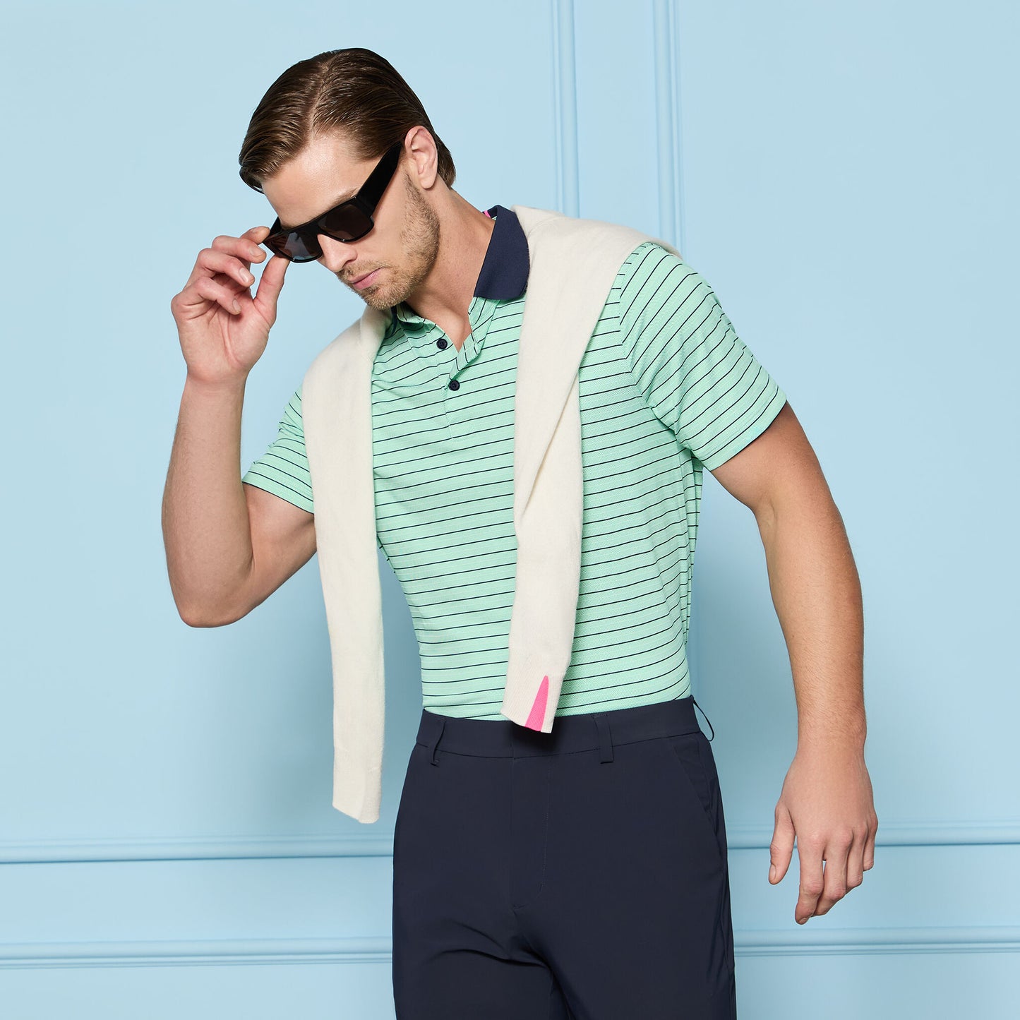 HERRINGBONE STRIPE TECH JERSEY POLO | G/FORE Discount