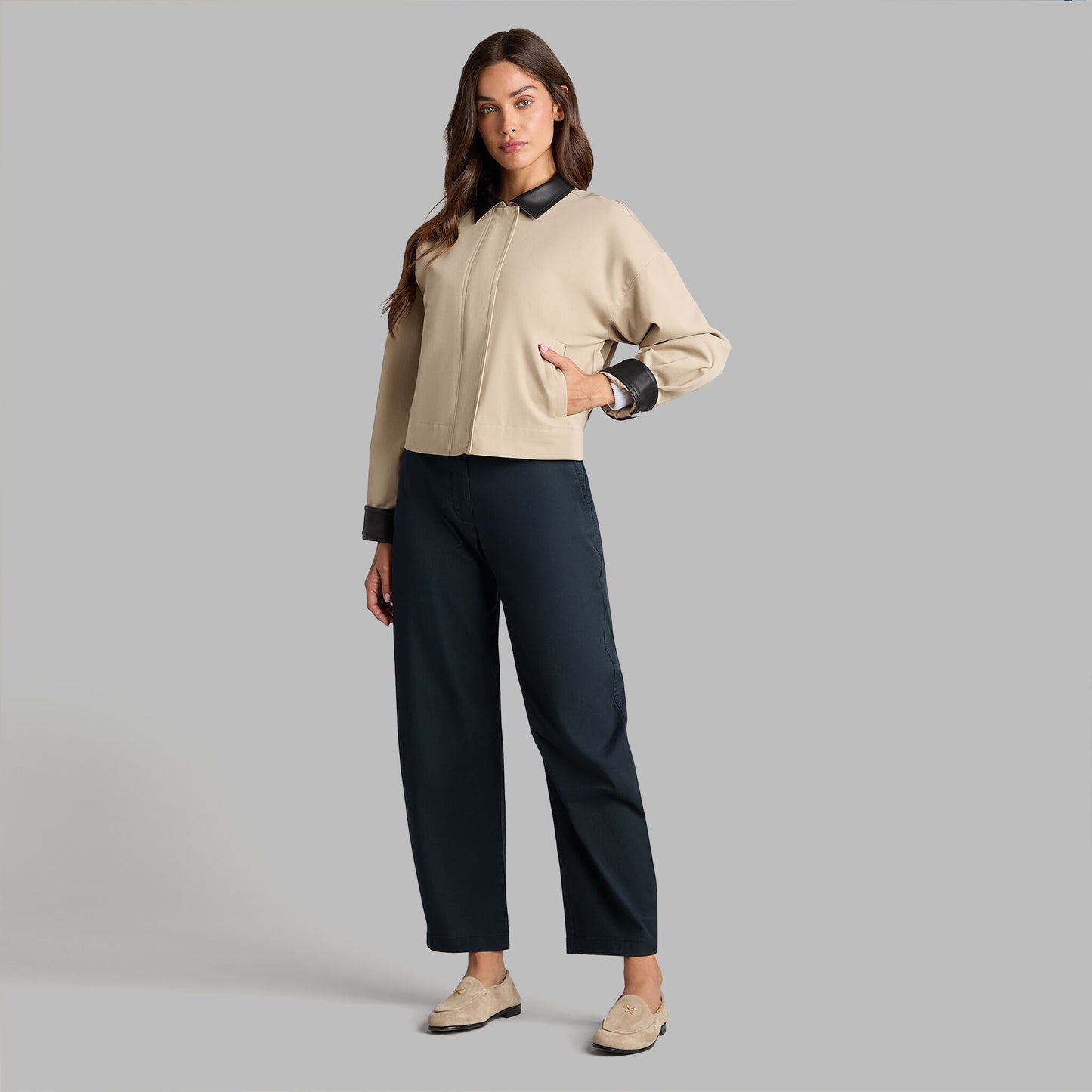 LTD RELEASE LEATHER COLLAR TRI-COTTON CROPPED JACKET | G/FORE New