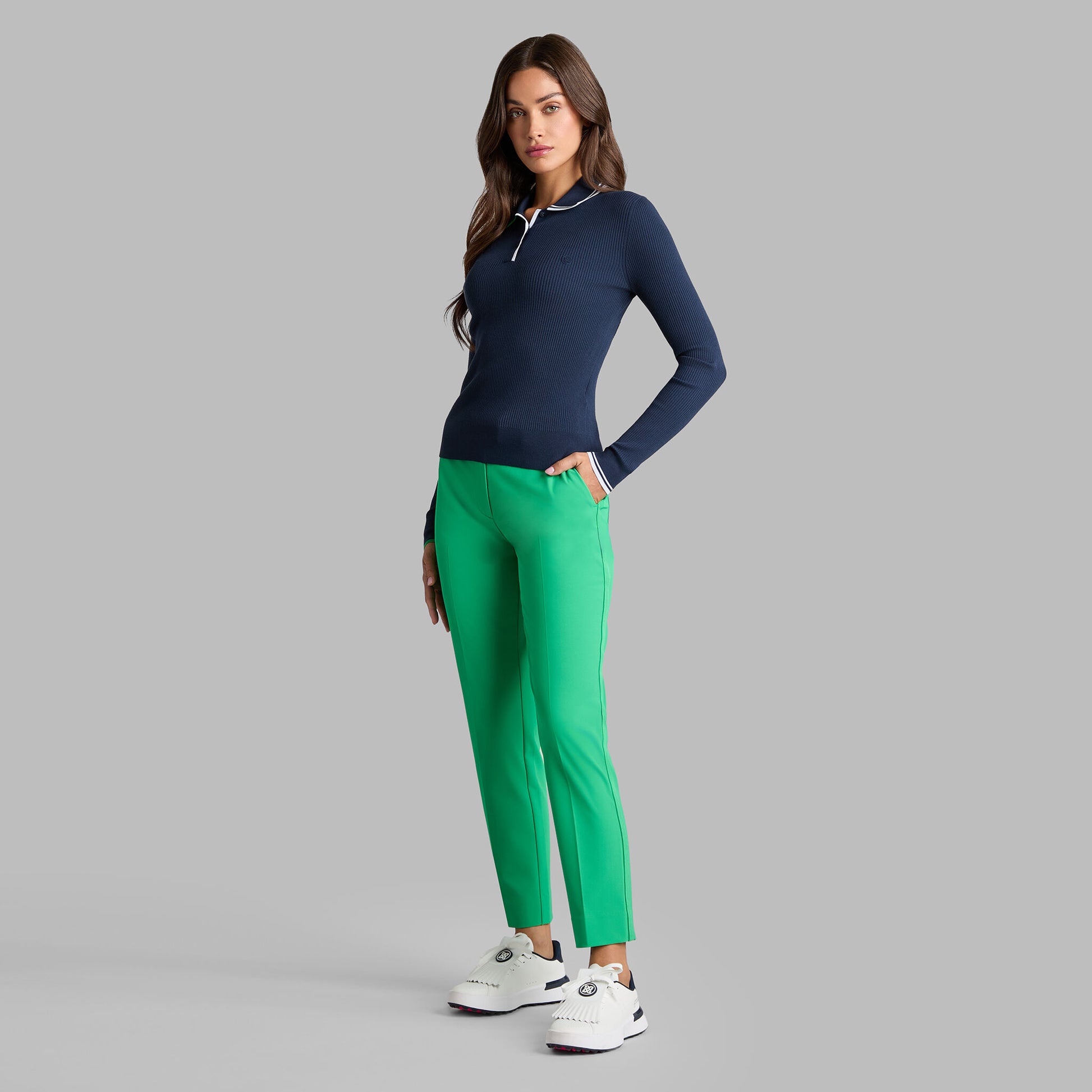 VISCOSE BLEND LONG SLEEVE KNIT POLO | G/FORE Near me