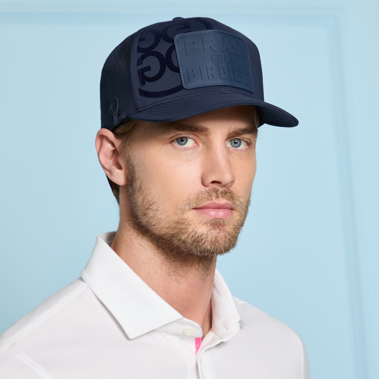 PRAY FOR BIRDIES PATCH PERFORATED DELTA HAT |HATS | G/FORE On sale