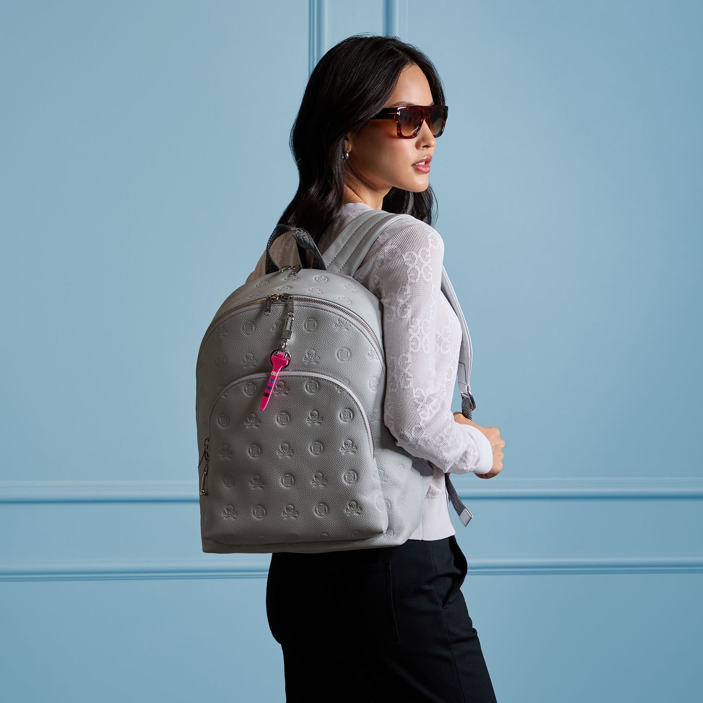 EMBOSSED SKULL & TEES LEATHER BACKPACK | G/FORE On sale