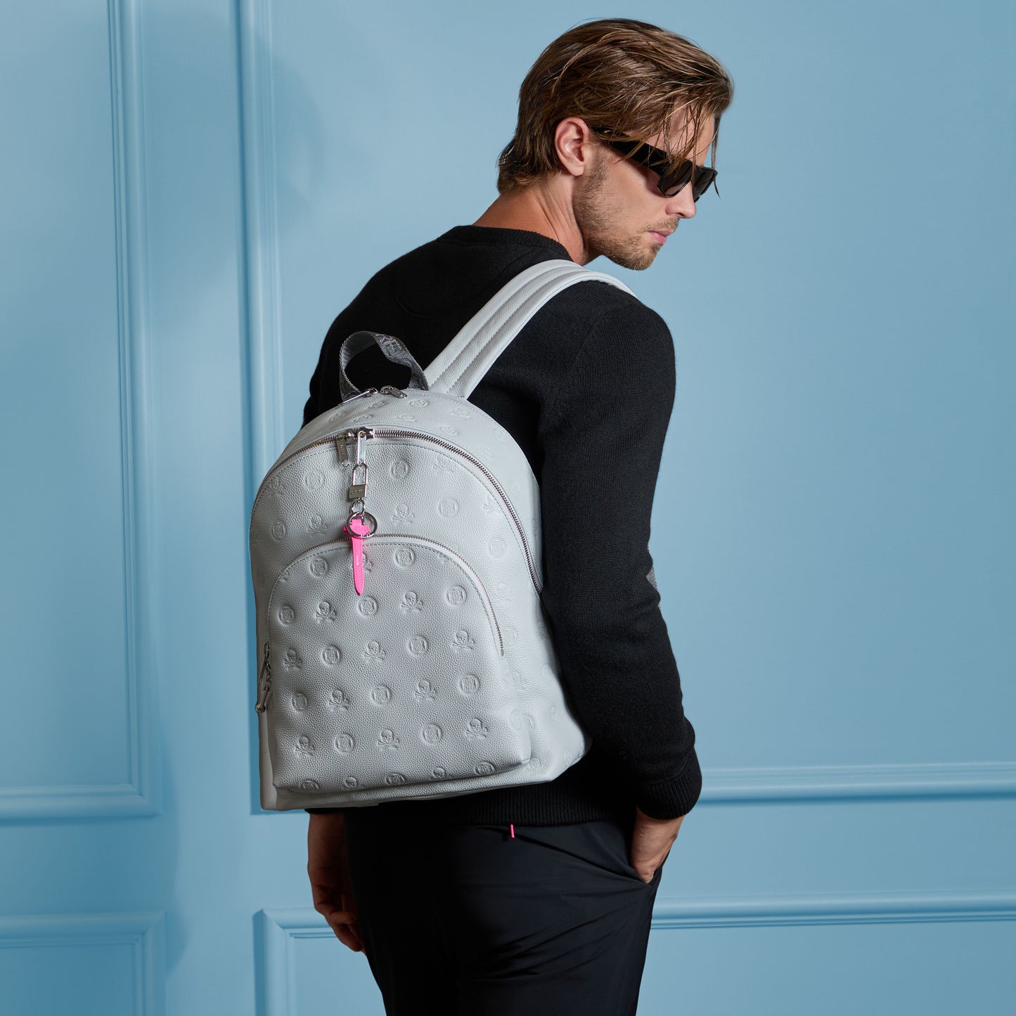 EMBOSSED SKULL & TEES LEATHER BACKPACK | G/FORE On sale