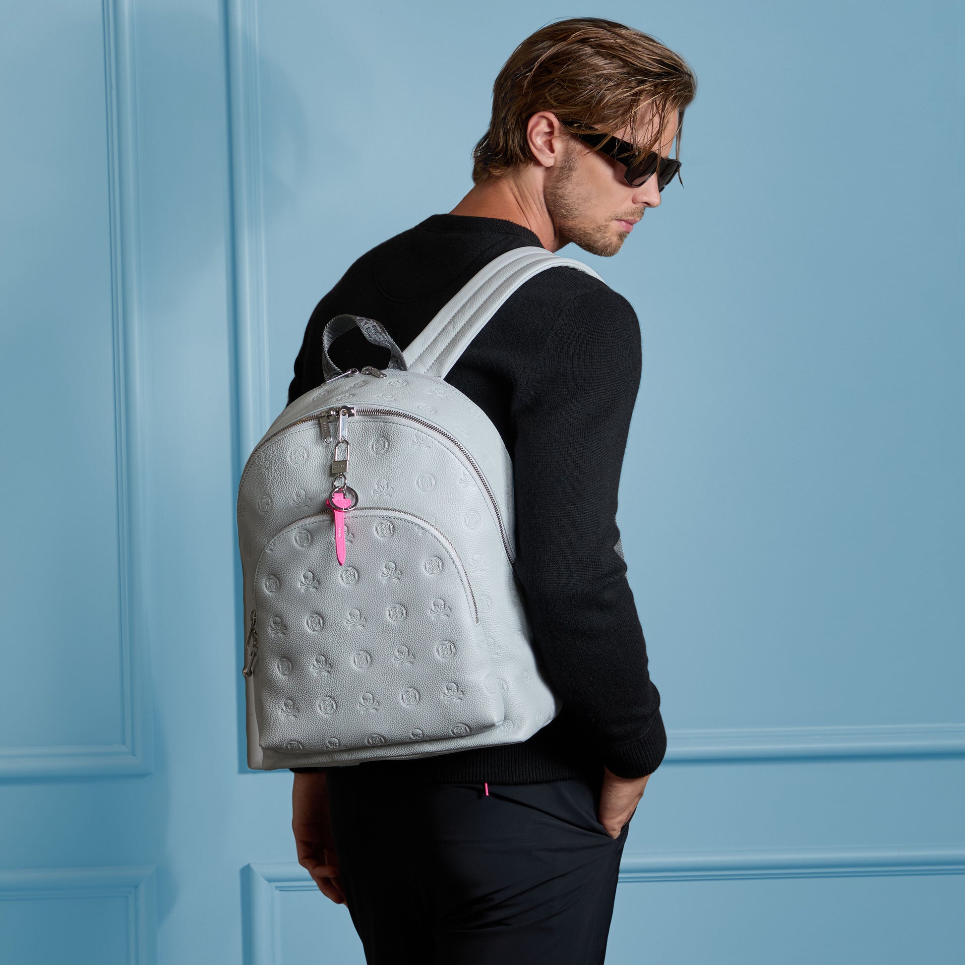 EMBOSSED SKULL & TEES LEATHER BACKPACK | G/FORE On sale