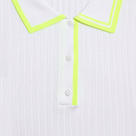 RIBBED KNIT LONG SLEEVE POLO SWEATER | G/FORE New