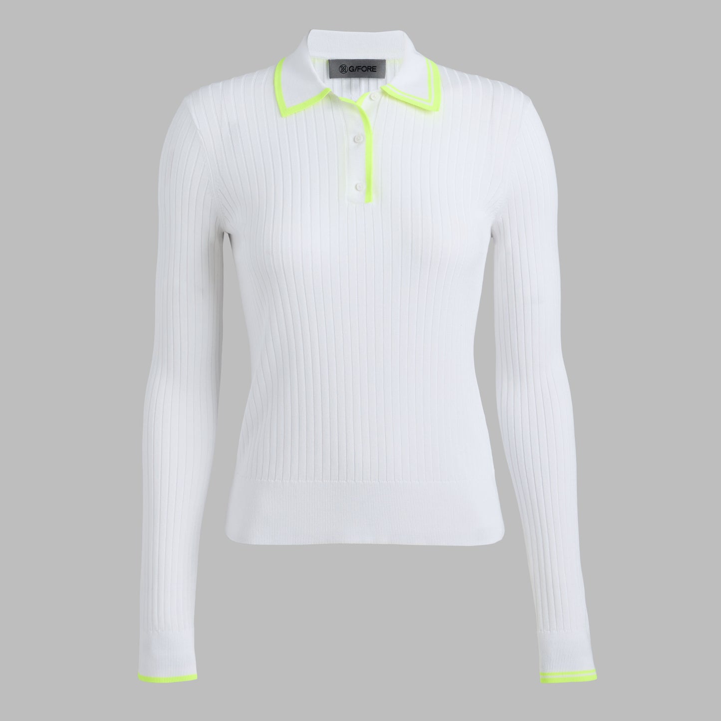 RIBBED KNIT LONG SLEEVE POLO SWEATER | G/FORE New