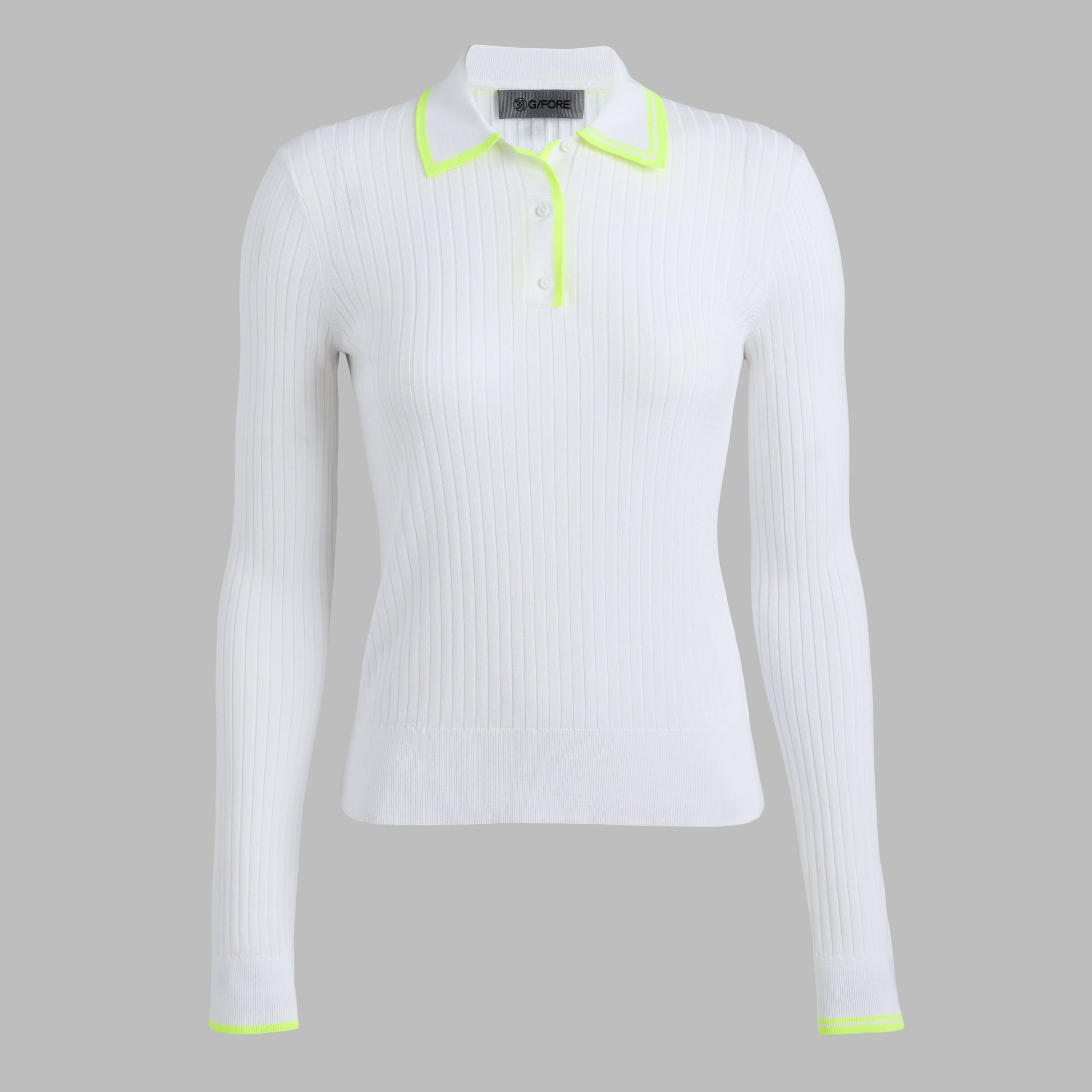 RIBBED KNIT LONG SLEEVE POLO SWEATER | G/FORE New