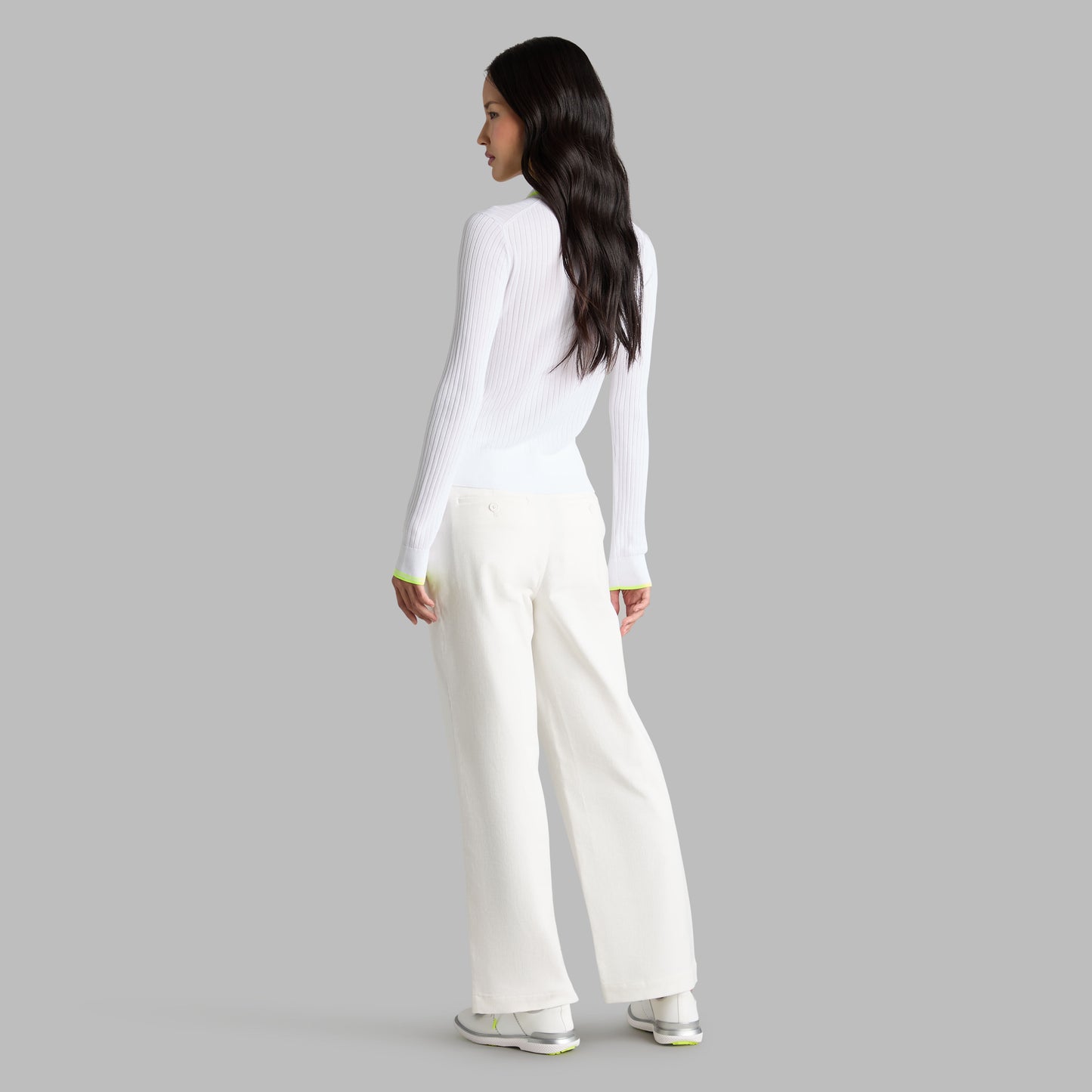 RIBBED KNIT LONG SLEEVE POLO SWEATER | G/FORE New