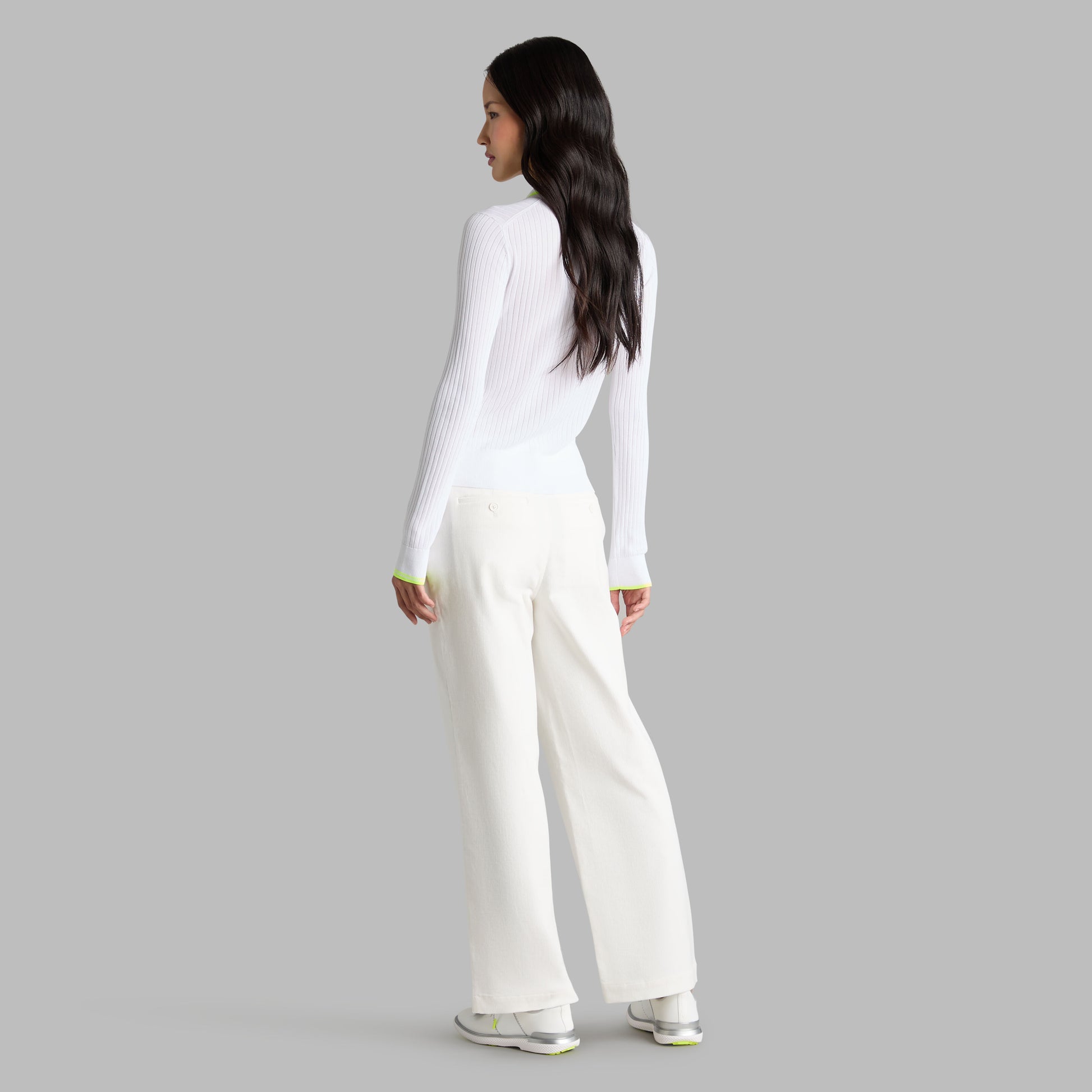 RIBBED KNIT LONG SLEEVE POLO SWEATER | G/FORE New