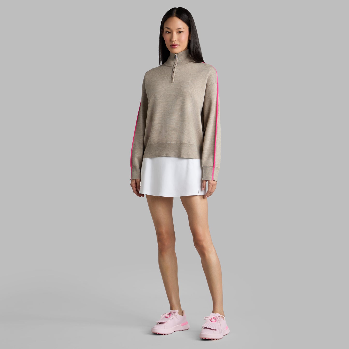 MERINO WOOL COTTON PLAITED 1/4 ZIP SWEATER | G/FORE sale