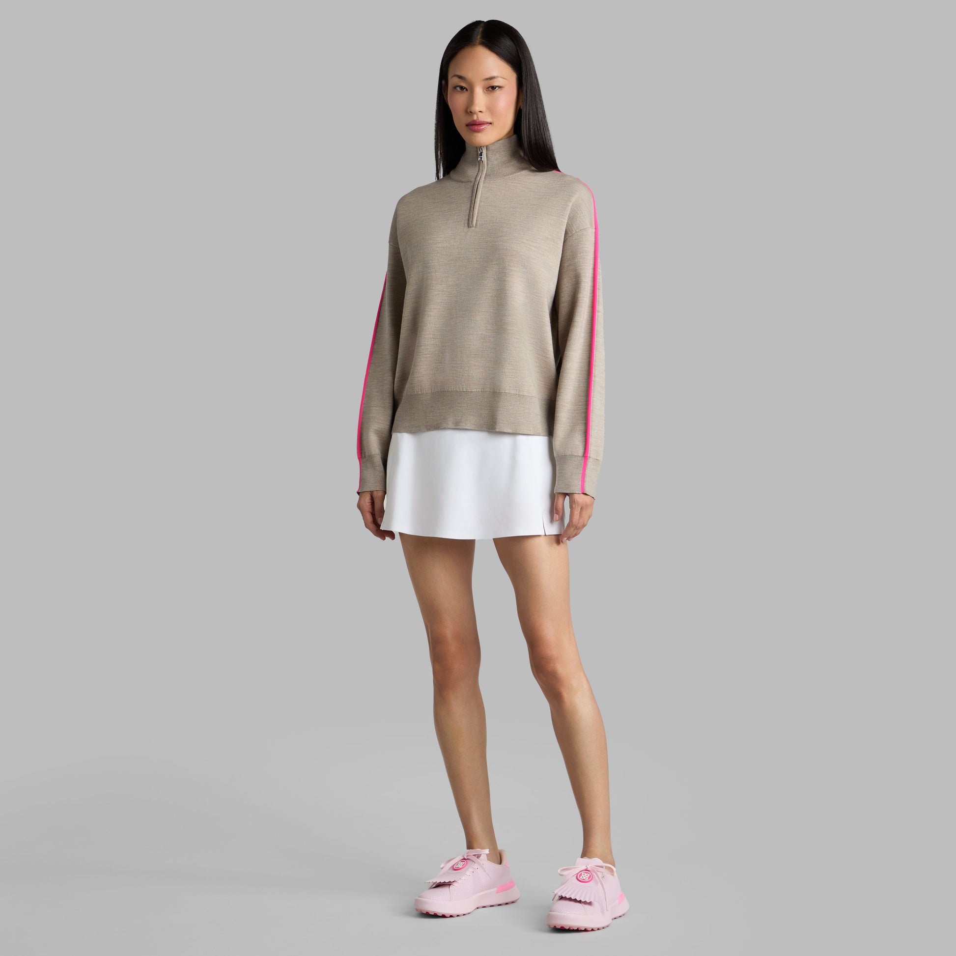 MERINO WOOL COTTON PLAITED 1/4 ZIP SWEATER | G/FORE sale
