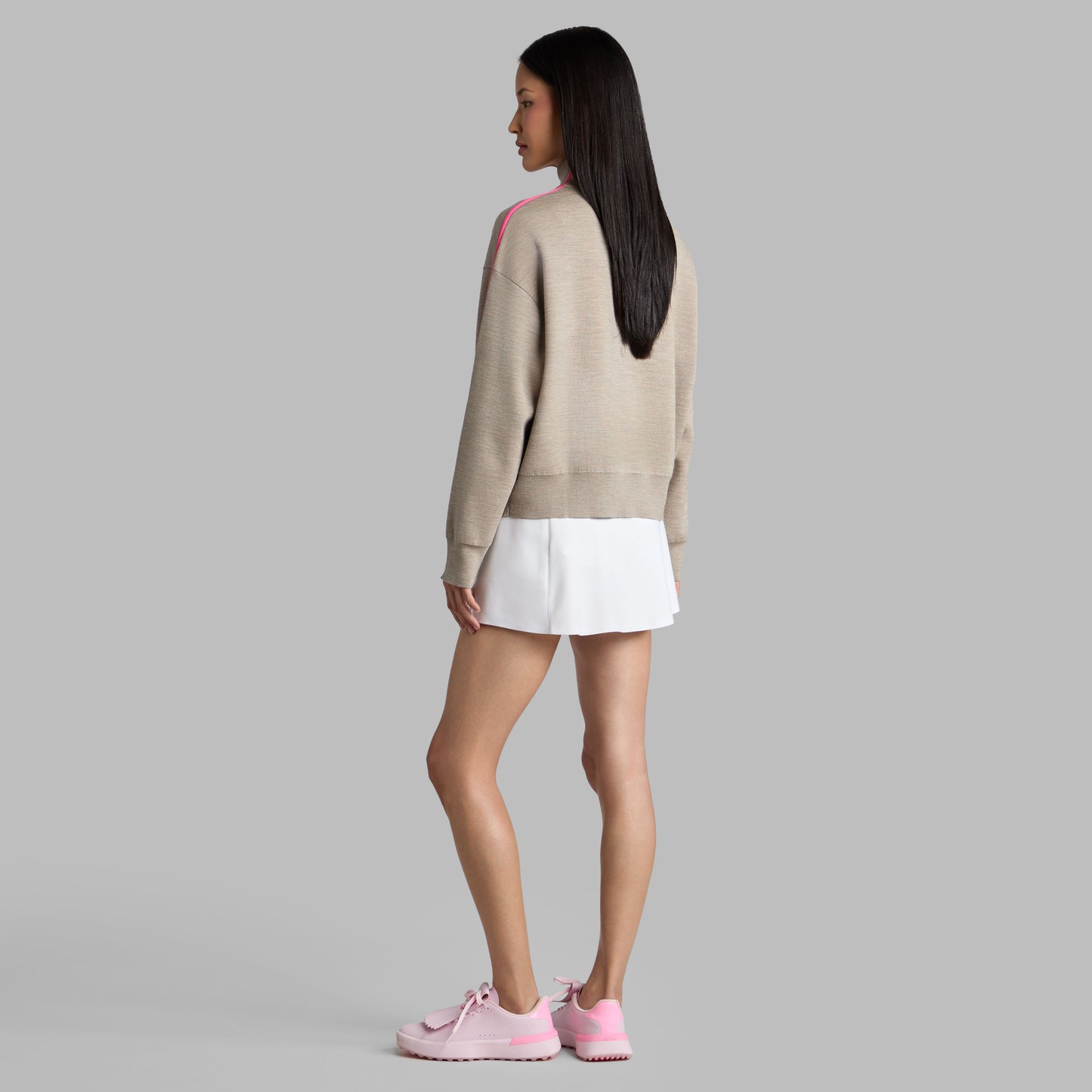 MERINO WOOL COTTON PLAITED 1/4 ZIP SWEATER | G/FORE sale