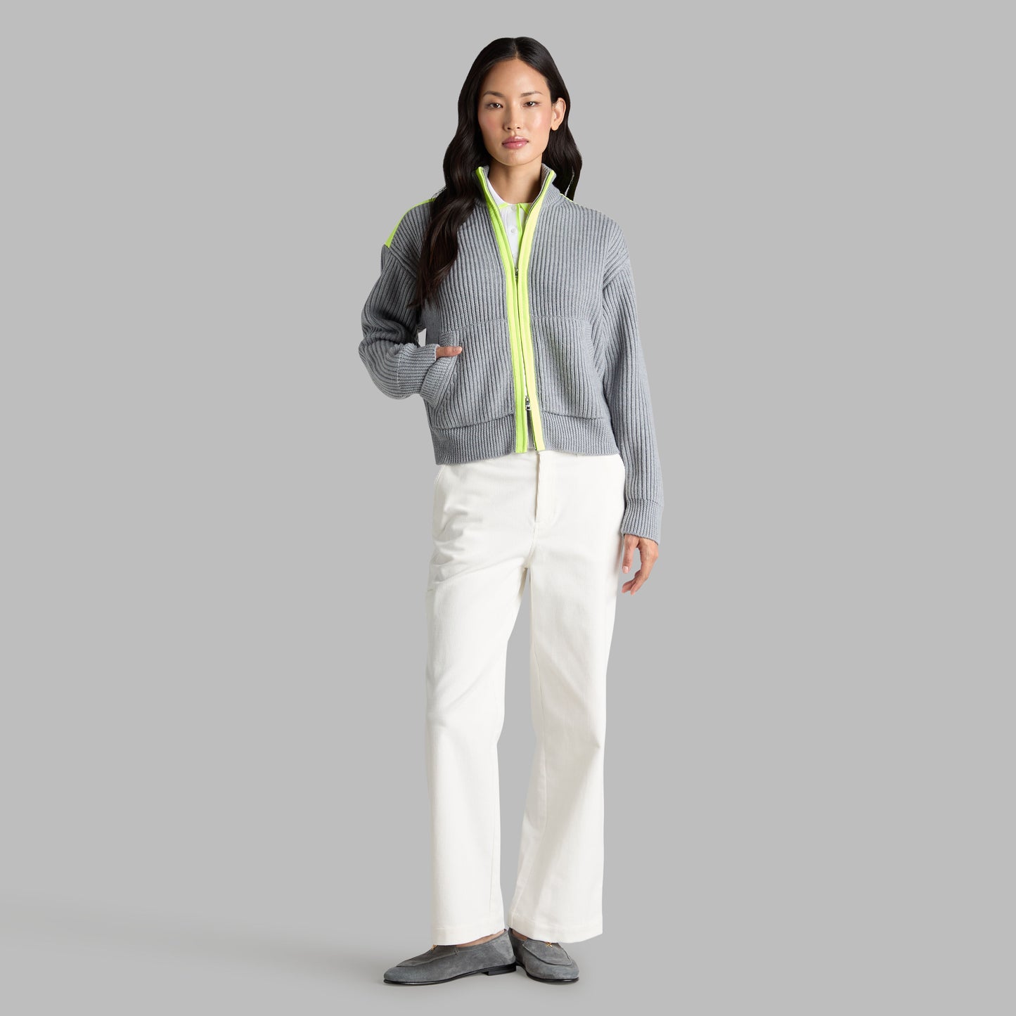 FUNNEL NECK MERINO WOOL SWEATER JACKET | G/FORE For Sale