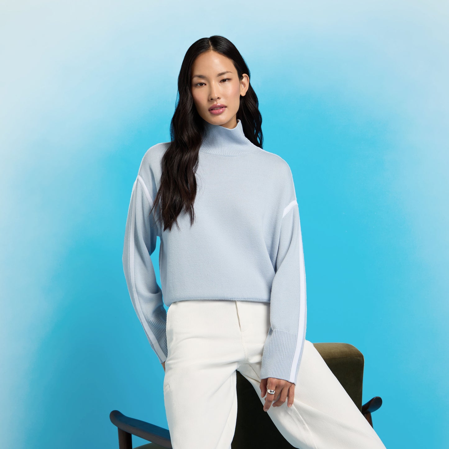 MERINO WOOL CONTRAST STRIPE TURTLENECK SWEATER | G/FORE Outlet