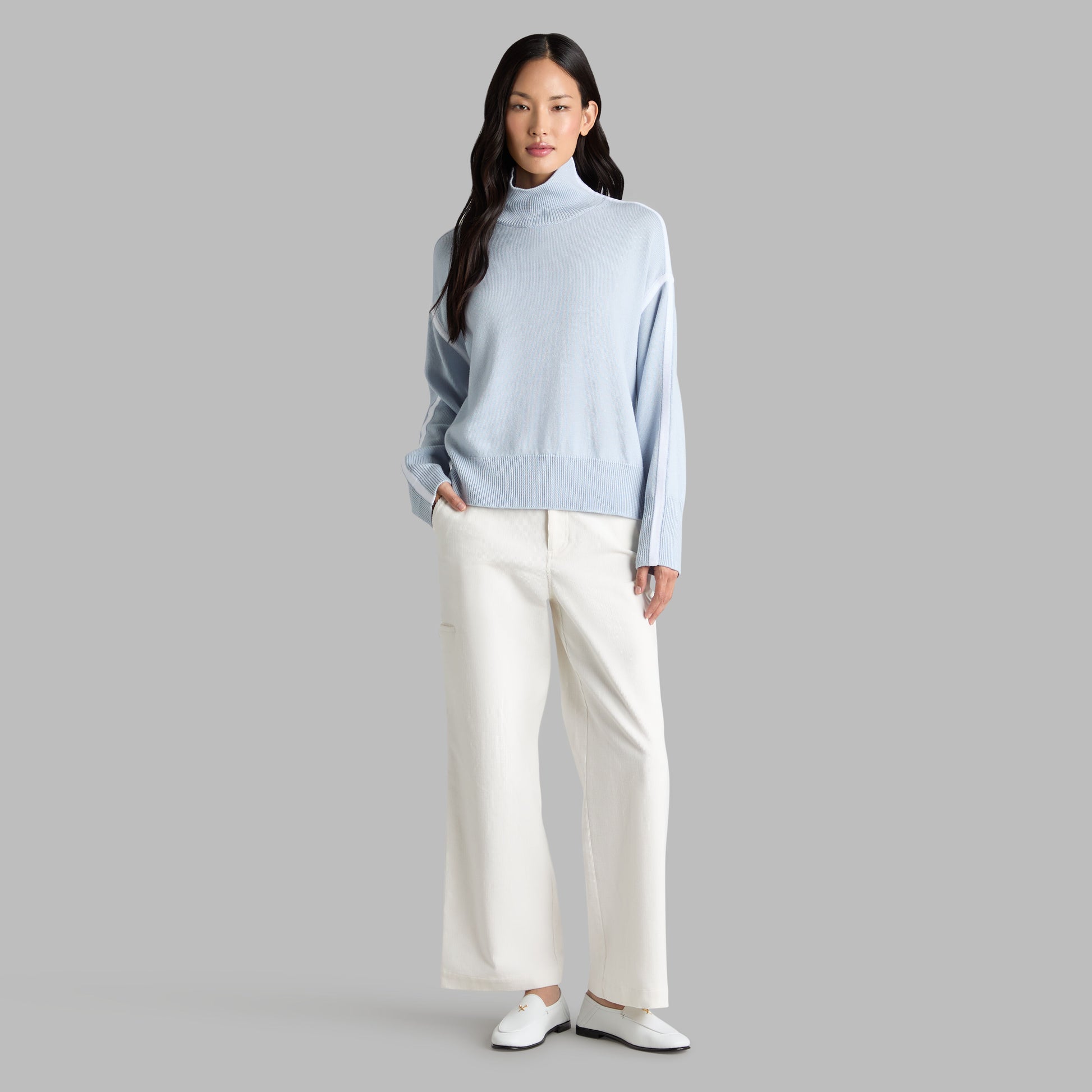 MERINO WOOL CONTRAST STRIPE TURTLENECK SWEATER | G/FORE Outlet
